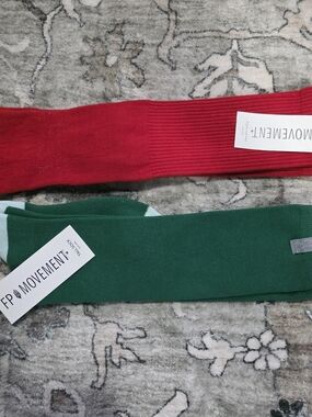 Free People Red and Green Ribbed  Socks Bundled